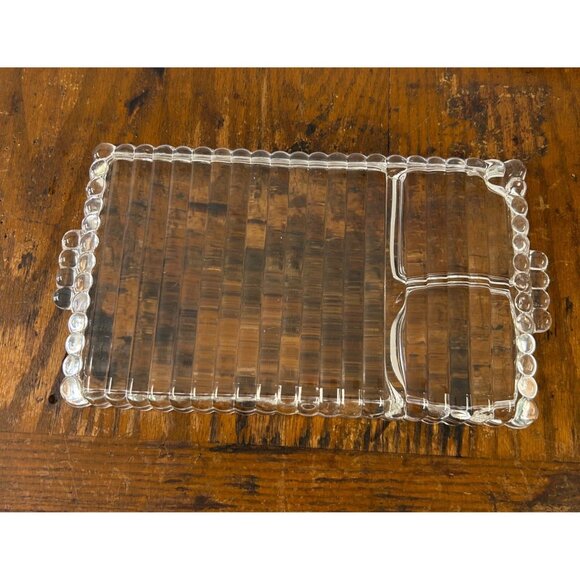 40’s Hazel Atlas mid century Snack-Sip and Smoke Set ribbed tray ball cup glass - Picture 7 of 7